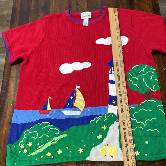 Quacker Factory lighthouse sailboat s/s sweater XL - Picture 9 of 11